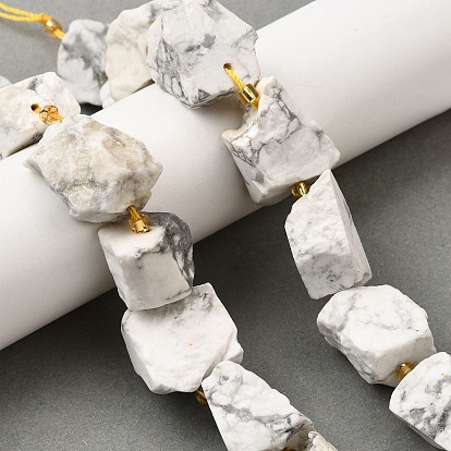 Необработанные грубые натуральные нити бусин из говлита, самородки, с бисером