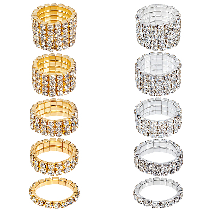 10 шт. 10 стили железных и стразовых колец для женщин