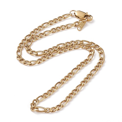 304 Stainless Steel Figaro Chains, Curb Chains Necklaces, with Lobster Claw Clasps