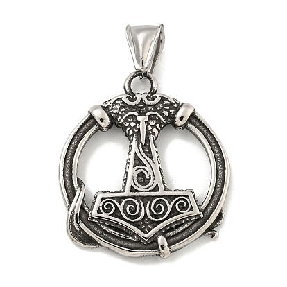 316 хирургические подвески из нержавеющей стали, плоский круглый с подвеской в виде молота Тора