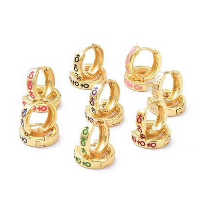Pendientes de aro de latón esmaltado, real 18 k chapado en oro, anillo con símbolo de género femenino, sin plomo y cadmio