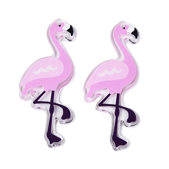 Акриловый большой кулон, фламинго