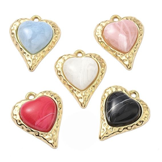 304 подвески из нержавеющей стали и смолы, шарма сердца, вакуумное покрытие pvd, реальный 18 k позолоченный