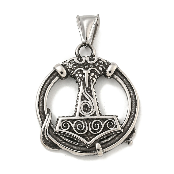 316 хирургические подвески из нержавеющей стали, плоский круглый с подвеской в виде молота Тора