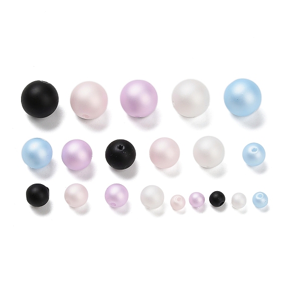 Матовые пластиковые бусины с имитацией жемчуга, круглые