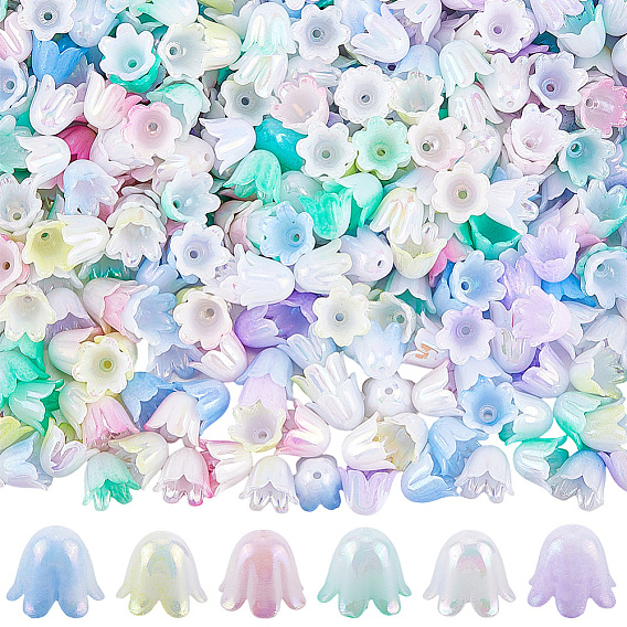 480 шт. 6 цветные пластиковые колпачки для бусин, 5-лепестков цветка