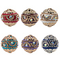6шт 6 цвета бисера ручной работы из Индонезии, с фурнитурой сплавочной и железной цепью, круглые