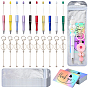 DIY Beadable Keychain Pens Making Kits, include 10Pcs 10 Styles Plastic Beadable Pens, 1Pc Alloy Key Rings, 1Pc Iron Bar Beadable Keychain, 20Pcs Laser Paper Card, 20Pcs Plastic Bags