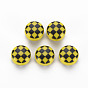 Opaque Acrylic Beads, Flat Round with Grid
