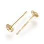 Stainless Steel Stud Earring Findings, 304 stainless pin with 201 stainless tray, For Half Drilled Beads, Flat Round