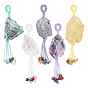 5Pcs 5 Style Natural Gemstone Big Pendants, Natural Amethyst & Citrine & Ruby &  Crystal & Lapis Lazuli, with Chip Gemstones & Nylon Threads, Tassel
