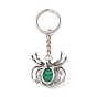 Spider Natural & Synthetic Gemstone Pendant Keychain, with Brass Findings