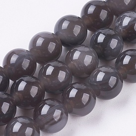Perles naturelles d'obsidienne de glace brins, ronde