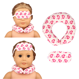 Heart Pattern Cloth Doll Eye Mask & U Shaped Pillow, for 18 inch American Girl Doll Supplies