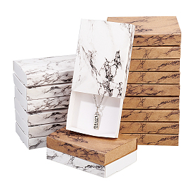 PandaHall Elite 20Sets 2 Colors Kraft Paper Jewelry Boxes, for Earrings & Pendants, Rectangle with Marble Pattern