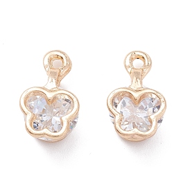 Alloy Clear Cubic Zirconia Charms, Long-Lasting Plated, Butterfly