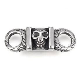 304 Stainless Steel Links Connectors, Rectangle with Skull