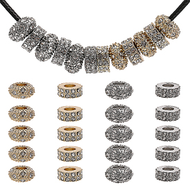 20шт 4 стили стойка покрытие сплав горный хрусталь европейские бусины, бусины с большим отверстием, плоско-круглые