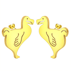 316L Stainless Steel Stud Earrings for Women, with Dodo Bird Shape