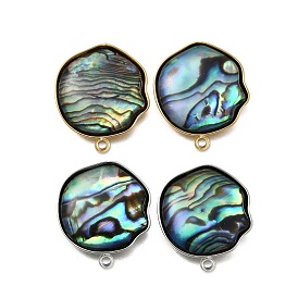 304 фурнитура для сережек-гвоздиков из натуральной ракушки пауа из нержавеющей стали, плоско-круглые, ионное покрытие (ip)