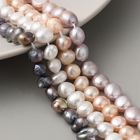 Natural Cultured Freshwater Pearl Beads Strands, Two Sides Polished