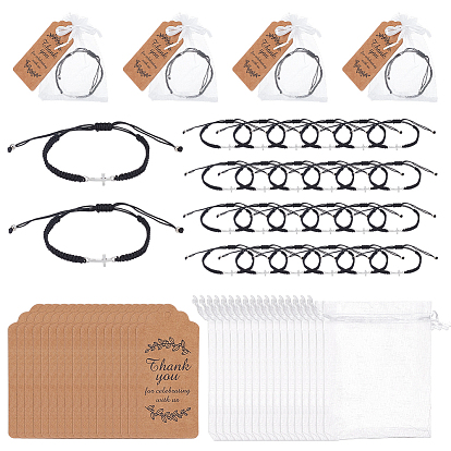 24шт. браслеты из сплава с перекрестными связями, с 24шт. подарочные бирки из крафт-бумаги, 24 подарочные пакеты из органзы