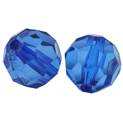 Прозрачные акриловые бусины, граненые круглые