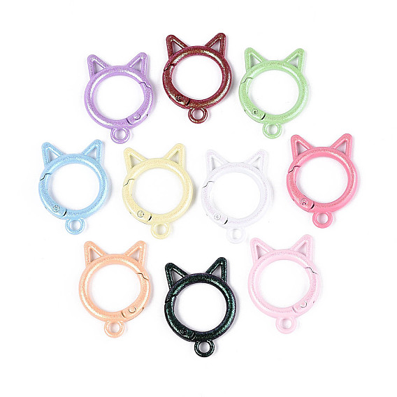 Окрашенные распылением пружинные кольца из сплава, с блеском порошок, форма кошки, без кадмия и без свинца