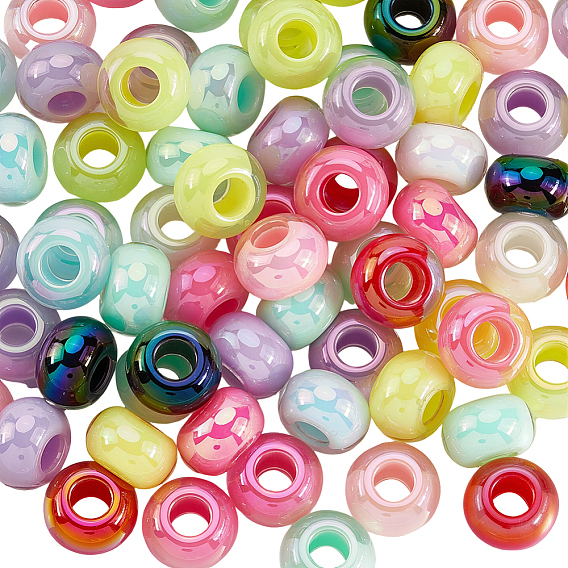 100шт. УФ-покрытие, радужно переливающиеся акриловые европейские бусины, бусины с большим отверстием, рондель