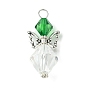Transparent Acrylic Pendant, with 304 Stainless Steel Findings, Wing Fairy Charms