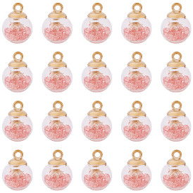 20 шт. подвески в виде прозрачных стеклянных шаров, со стразами и засушенным цветком внутри и пластиковыми подвесками ccb, мяч