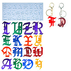 Gothic Style Letter A~Z DIY Silicone Pendant Molds, Resin Casting Molds, for UV Resin, Epoxy Resin Jewelry Making