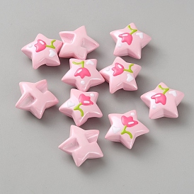 Непрозрачные акриловые эмалированные бусины, бусины ручной работы, звезды с цветком