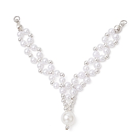 Подвески круглые V-образные из искусственного жемчуга и латуни из АБС-пластика, белые