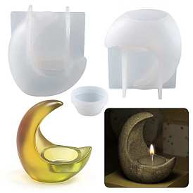 Crescent Moon Candle Holder Silicone Molds, Resin Casting Molds, For UV Resin, Epoxy Resin Jewelry Making