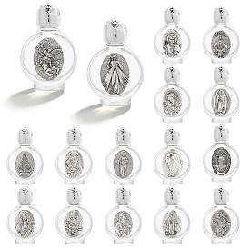 16шт. 16 виды пустых стеклянных бутылок для святой воды для религиозных целей, с крышкой из розового цинкового сплава