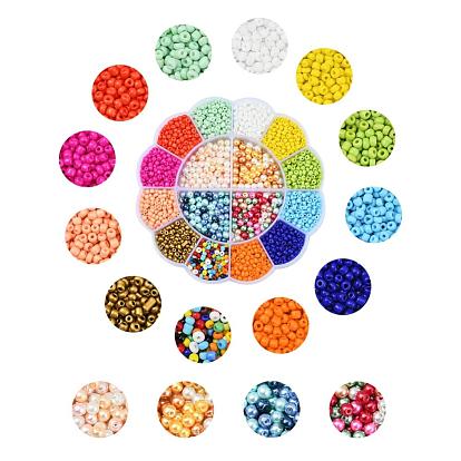 Glass Beads Set, Including Round Opaque Colours & Baking Paint & Pearlize Glass Seed Beads