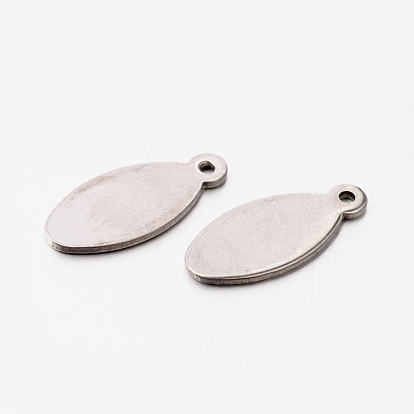 Оригинальный цвет 201 из нержавеющей стали с плоским овальным рука штамповки пустые прелести тегов, 15x7x1 мм, отверстие : 1 мм