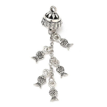 Тибетский сплав стиля большие кулоны, рыба, долговечный, стойки покрытие