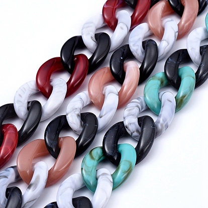Dreifarbige handgefertigte Acryl-Bordsteinkettensets, verdrehten Ketten, Nachahmung Edelstein-Stil, für Schmuck machen