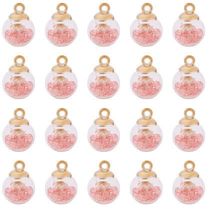 20 шт. подвески в виде прозрачных стеклянных шаров, со стразами и засушенным цветком внутри и пластиковыми подвесками ccb, мяч