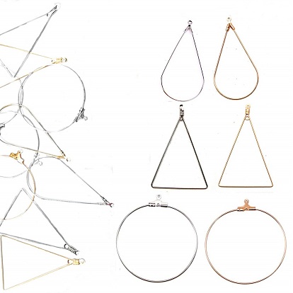 304 Stainless Steel Pendants, Hoop Earring Findings, Mixed Shapes