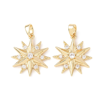 Латунные микропаве прозрачные подвески с фианитом, звезды прелести