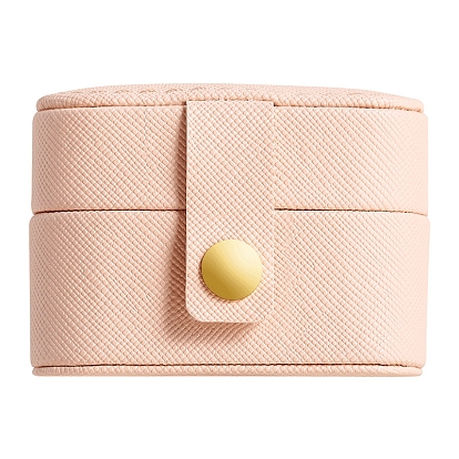 Boîte de rangement ovale en cuir PU pour mini bagues à fente avec bouton-pression, étui à bijoux de voyage portable pour bagues