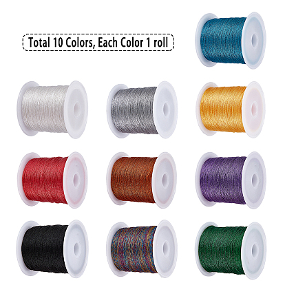 Polyester Braided Metallic Cord, for DIY Braided Bracelets Making and Embroidery
