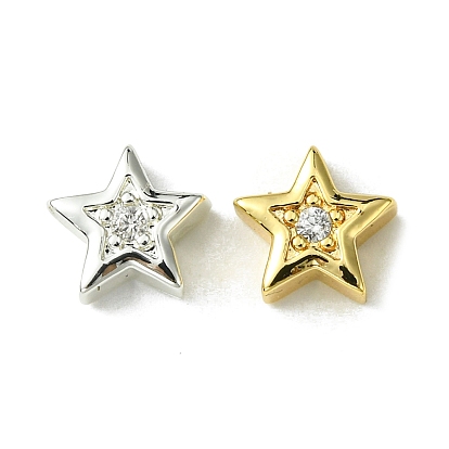Латунные микро проложить кубического циркония бусы, без кадмия, без никеля и без свинца, звезда