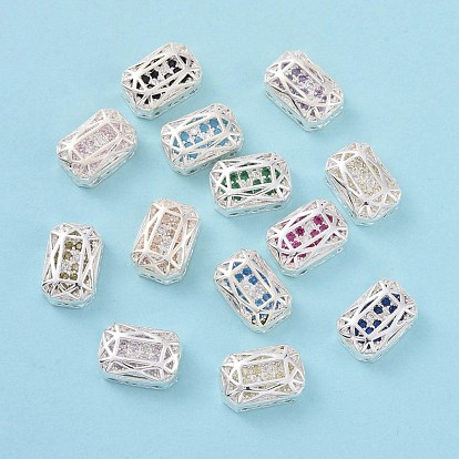 Eco-friendly Brass Micro Pave Cubic Zirconia Multi-strand Links, Rack Plating, Cadmium Free & Lead Free, Rectangle Octagon
