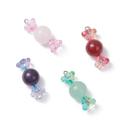 4 шт. 4 Цвета: натуральный сердолик, розовый кварц, аметист, зеленый авантюрин, стеклянные подвески, конфетные подвески с 304 петлями из нержавеющей стали, смешанные окрашенные и неокрашенные, разноцветные