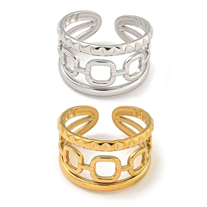 Ионное покрытие (IP) 304 Открытая манжета с квадратной цепочкой из нержавеющей стали для женщин