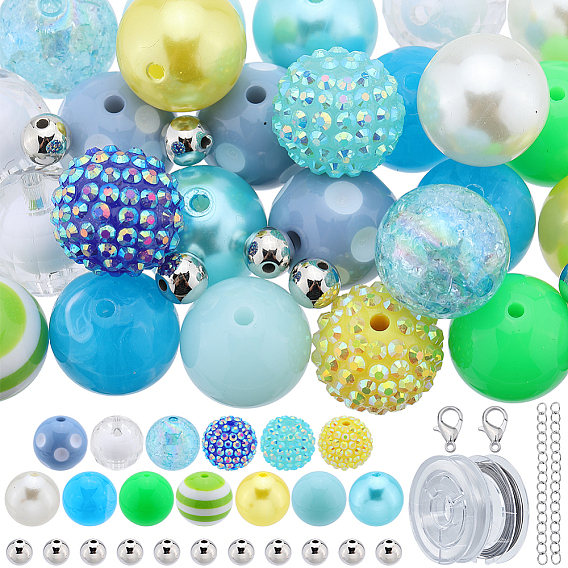 Набор для изготовления ювелирных изделий из браслетов своими руками, включая круглые бусины со стразами из пластика, акрила и смолы